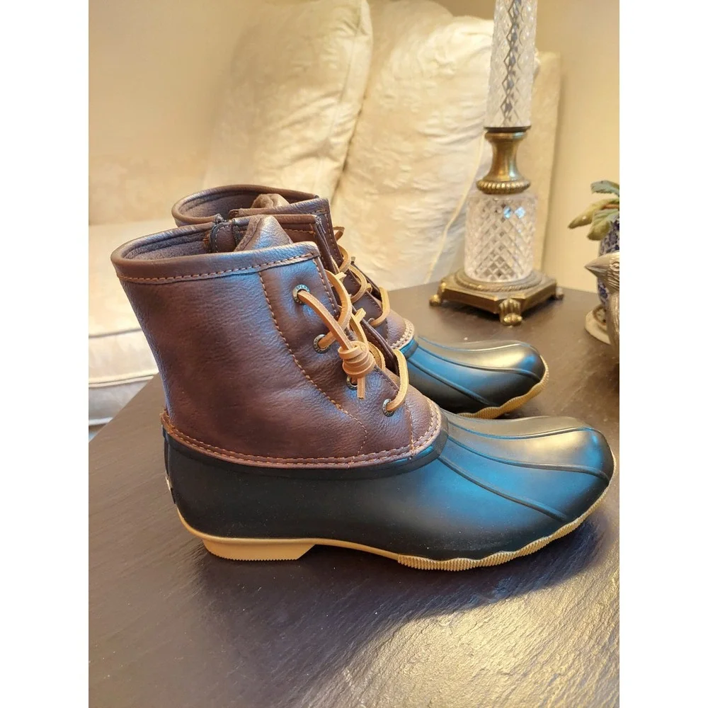 Sperry Top-Sider Saltwater Duck Boot Brown Rain Boots Size 6M Girls/7.5M Wms NEW